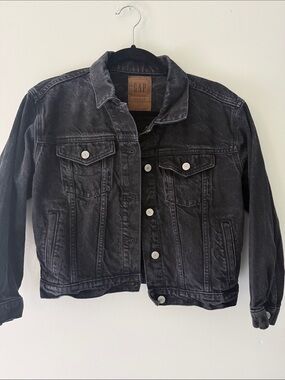 GAP Cropped 3/4 Sleeve Black Denim Jacket